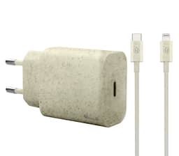 Miljøvenlig EU Charger 18w PD With USB C to Lightning Cable