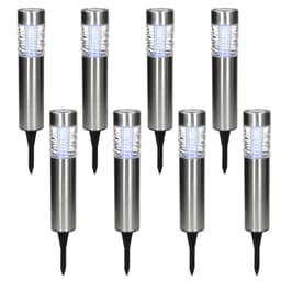 8 kpl LED-aurinkolamppu vedenpitävä IP44 kylmä valkoinen ruostumaton teräs