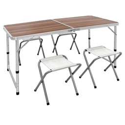 ECD Germany campingbordssats med 4 pallar - 120 x 60 x 55/63/70 cm höjdjusterbar