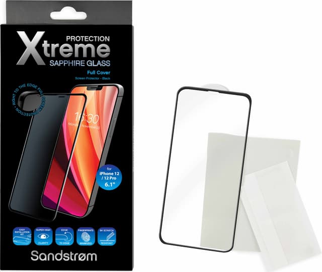 Sandstrøm Curved Glass Film skærmbeskytter til iPhone 12/12 Pro (sort)
