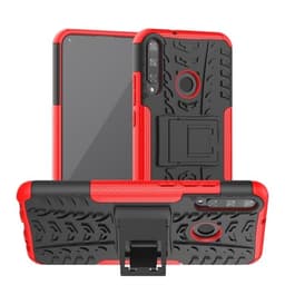 Suojakuori telineellä ja rengaskuviolla Huawei Y7P, Musta + Punainen