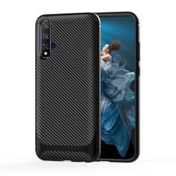 TPU kuori Huawei nova 5T / Honor 20s, Carbon Fiber+Musta