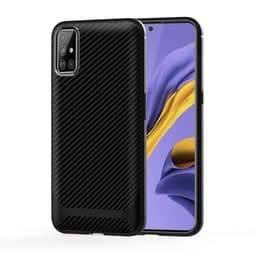 TPU kuori Samsung Galaxy M40s, Carbon Fiber+ Musta