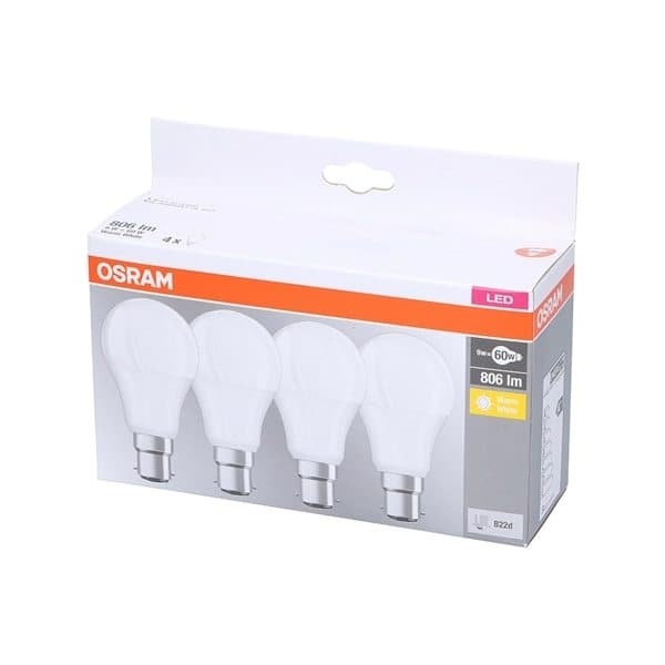 Osram LED B22d 9W Varm Hvid 4-pak