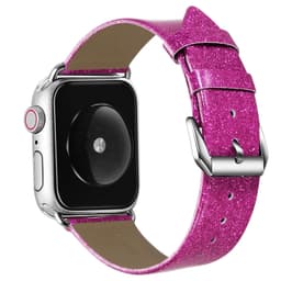 Apple Watch armband 38 mm - akta läder - Glitter mörkrosa