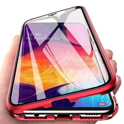 Samsung Galaxy A50 -kotelo, jossa näytönsuoja punainen