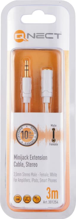 Qnect 3.5mm kontakt ljud förlängningskabel (3m)