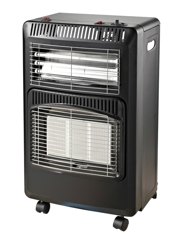 Gasvarmeovn - sammenklappelig, 4,2 kW med svensk regulator + elektrisk varmeblæser