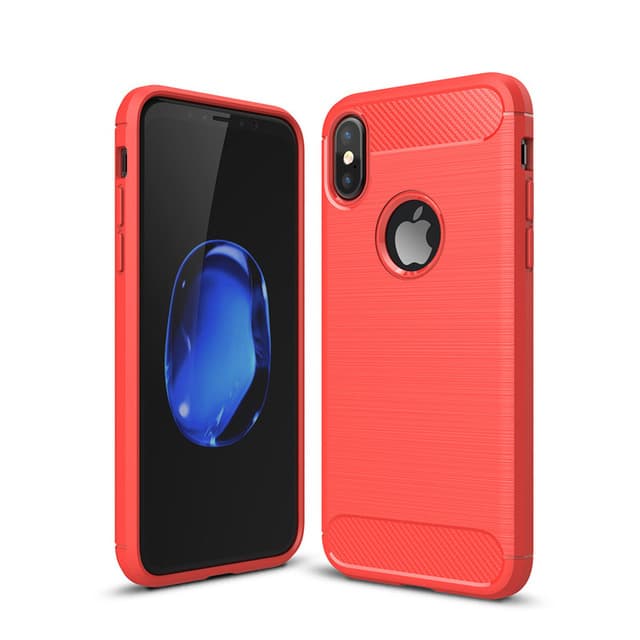 SKALO iPhone XS Max Armor Carbon Iskunkestävä TPU suojakuori - Punainen