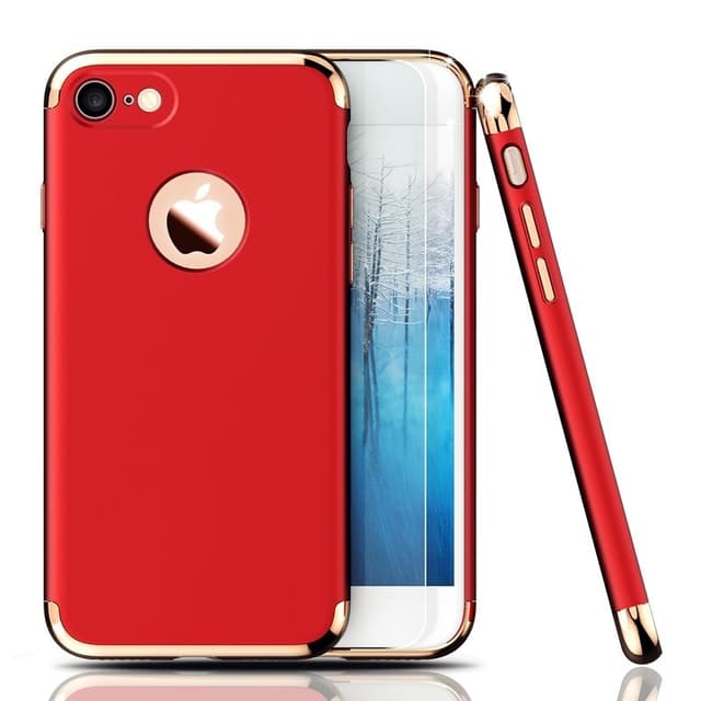 Design skal 3 i 1 guldkant till iPhone 7 - Röd