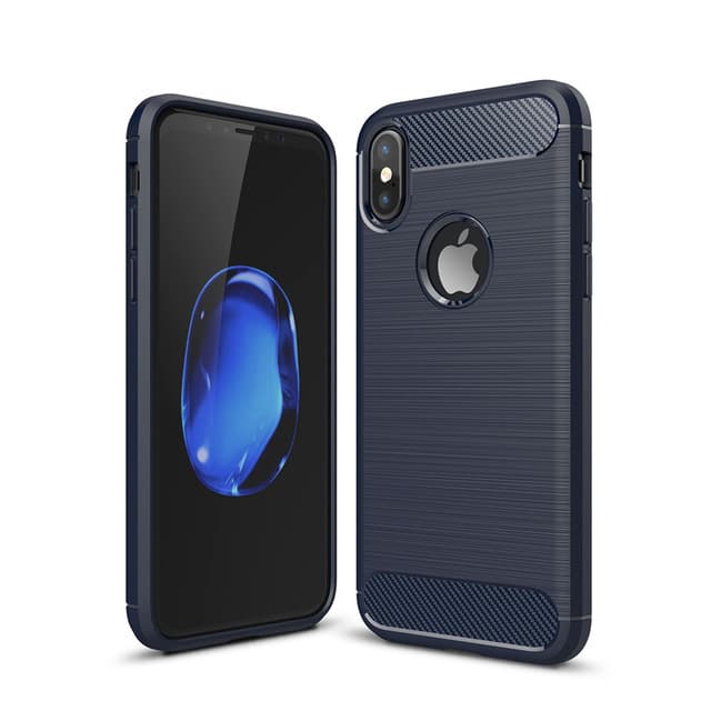 SKALO iPhone X/XS Armor Carbon Stöttåligt TPU-skal - Blå
