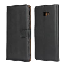 SKALO Samsung J4 Plus Lompakkokotelo Aitoa nahkaa - Musta