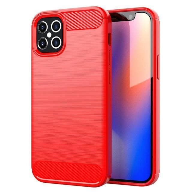 SKALO iPhone 12 Pro Armor Carbon Stødsikker TPU-cover - Rød