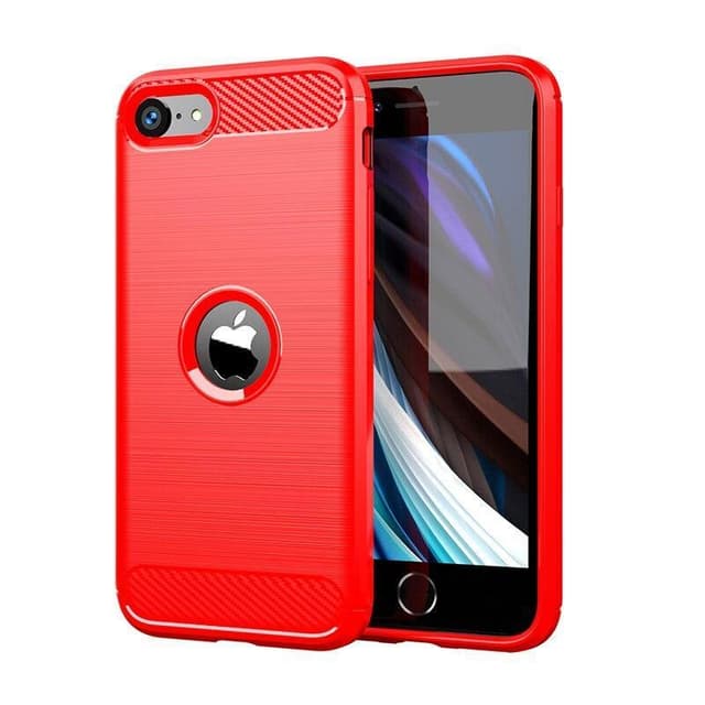 SKALO iPhone SE (2020/2022) Armor Carbon Stødsikker TPU-cover - Rød