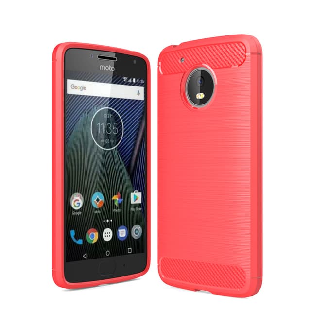 Stöttåligt Armor Carbon TPU-skal Moto G5 Plus - Röd