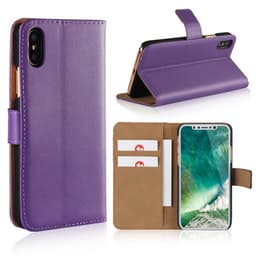 SKALO iPhone X/XS Lompakkokotelo Aitoa nahkaa - Violetti
