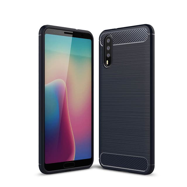 SKALO Huawei P20 Armor Carbon Stødsikker TPU-cover - Blå