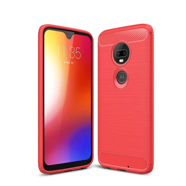 Stöttåligt Armor Carbon TPU-skal Moto G7 Plus - Röd