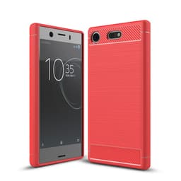 SKALO Sony Xperia XZ1 Compact Armor Carbon Iskunkestävä TPU suojakuori - Punainen