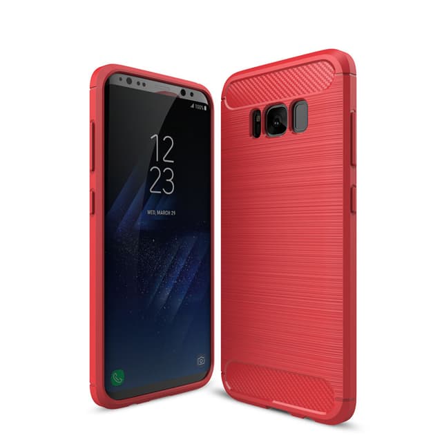SKALO Samsung S8 Armor Carbon Iskunkestävä TPU suojakuori - Punainen