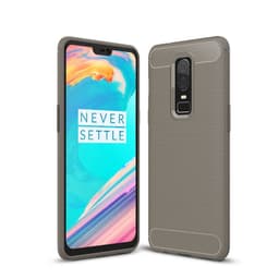 SKALO OnePlus 6 Armor Carbon Iskunkestävä TPU suojakuori - Harmaa