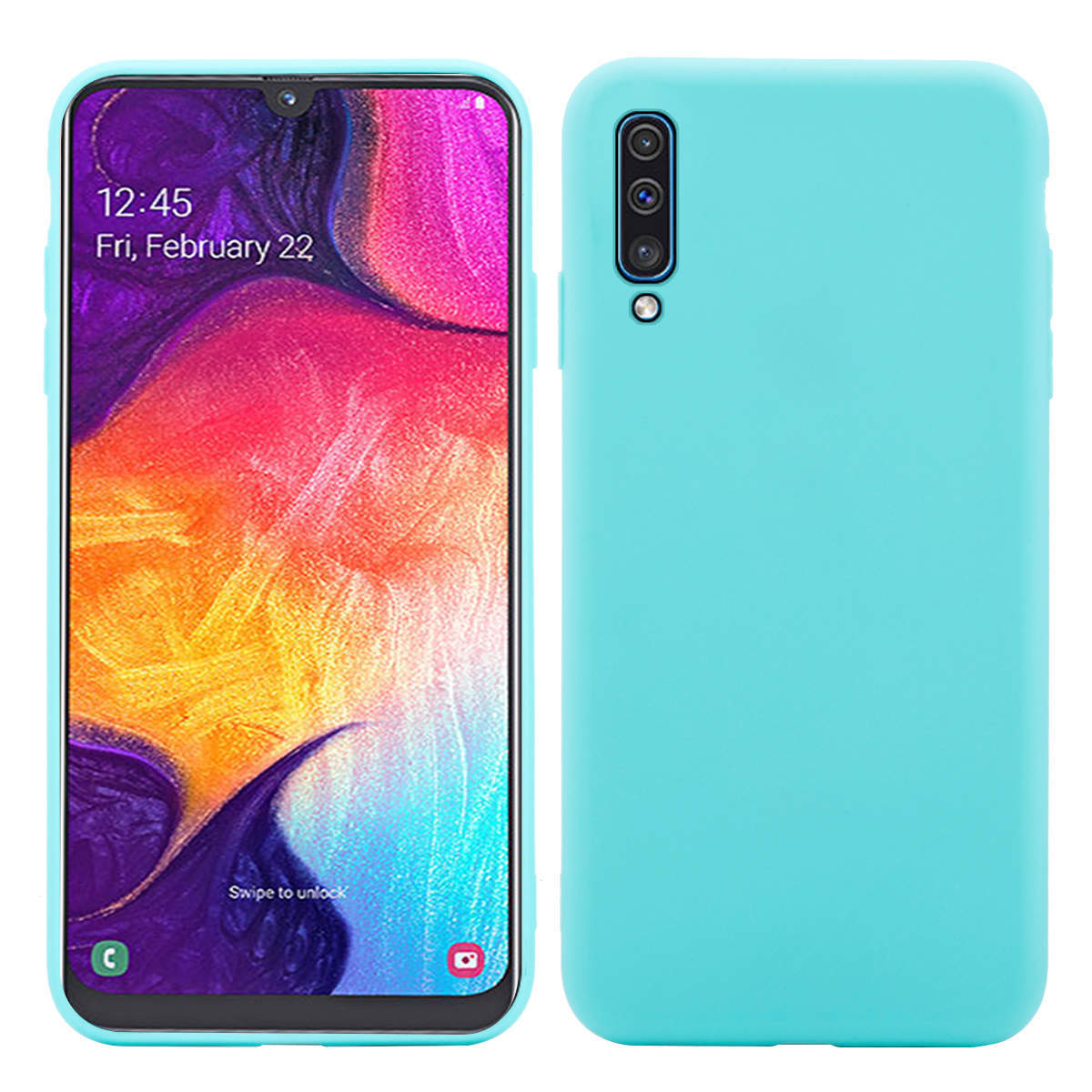 SKALO Samsung A70 Ultratynd TPU-skal - Turkis