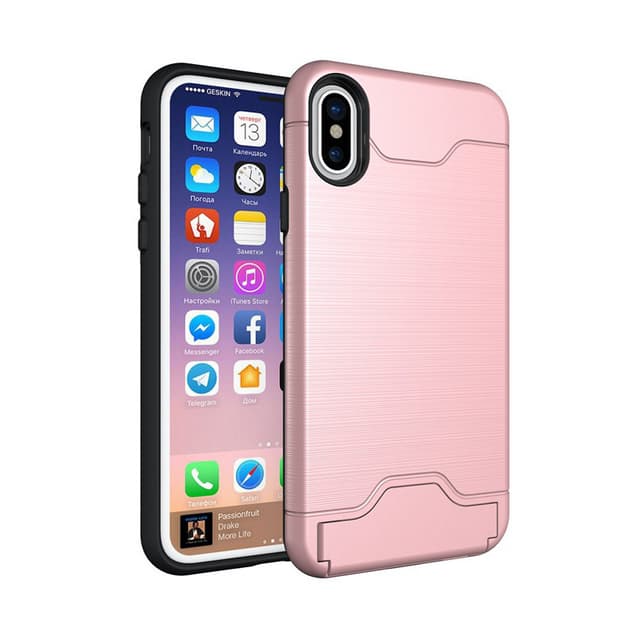 iPhone XS Max | Armor skal | Korthållare - Rosa