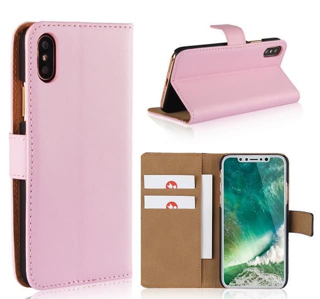 SKALO iPhone XS Max Plånboksfodral Äkta Skinn - Ljusrosa