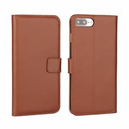 SKALO iPhone 7/8 Plus Lompakkokotelo Aitoa nahkaa - Ruskea