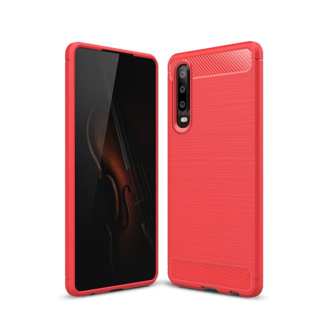 SKALO Huawei P30 Armor Carbon Stødsikker TPU-cover - Rød
