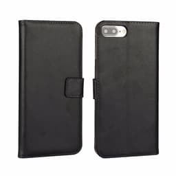 SKALO iPhone 7/8 Plus Lompakkokotelo Aitoa nahkaa - Musta