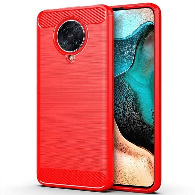 Stöttåligt Armor Carbon TPU-skal Xiaomi Poco F2 Pro - Röd