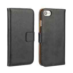 SKALO iPhone 7/8 Flip Cover m. Pung i Ægte Læder - Sort