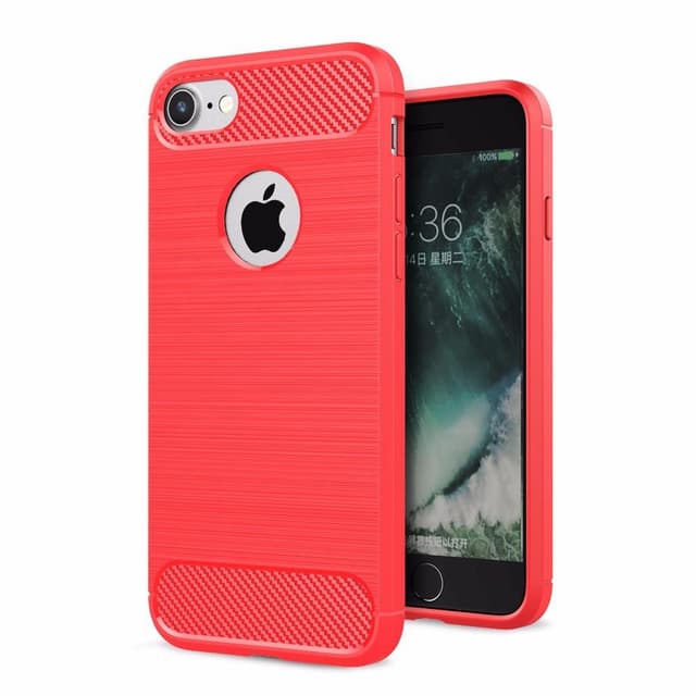 SKALO iPhone 7/8 Armor Carbon Stødsikker TPU-cover - Rød