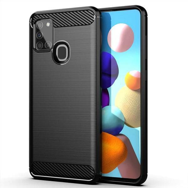 Stöttåligt Armor Carbon TPU-skal Samsung A21s - Svart
