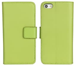 SKALO iPhone 5/5S/SE(1:a gen) Plånboksfodral Äkta Skinn - Grön