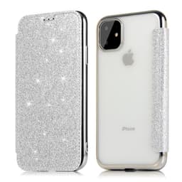 SKALO iPhone 11 Lompakkokotelo TPU Ultra Ohut Glitter - Hopea
