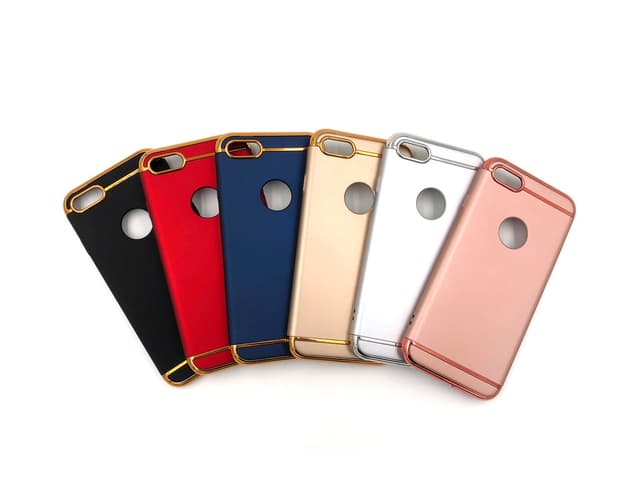 Design skal 3 i 1 guldkant till iPhone 8 - Svart