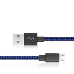 Ekstra langt opladerkabel i nylon, USB til Micro USB 3m - Sort / blå