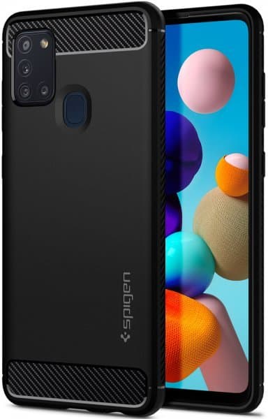 Spigen Samsung Galaxy A21s Skal Rugged Armor Matte Black