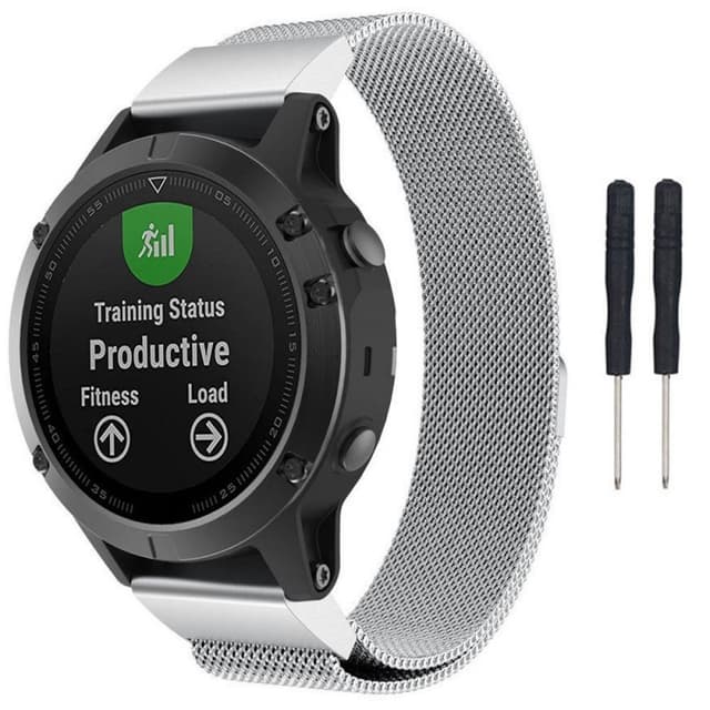 Milanese RSF-teräsrannekoru Garmin Fenix 3 / 5X / 5X Plus - hopea