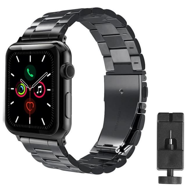 Rannekoru ruostumatonta terästä Apple Watch 5 (44mm) - musta