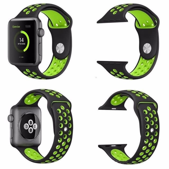Apple Watch 42mm Sport rannekoru musta-vihreä