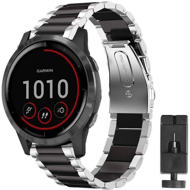 Rustfrit stål armbånd GARMIN VivoActive 4 - Sv / sølv