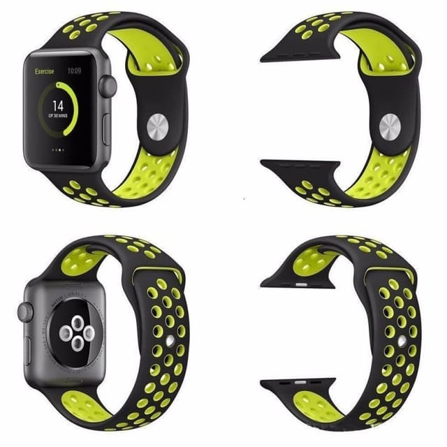 Apple Watch 42mm Sport rannekoru Musta-Keltainen