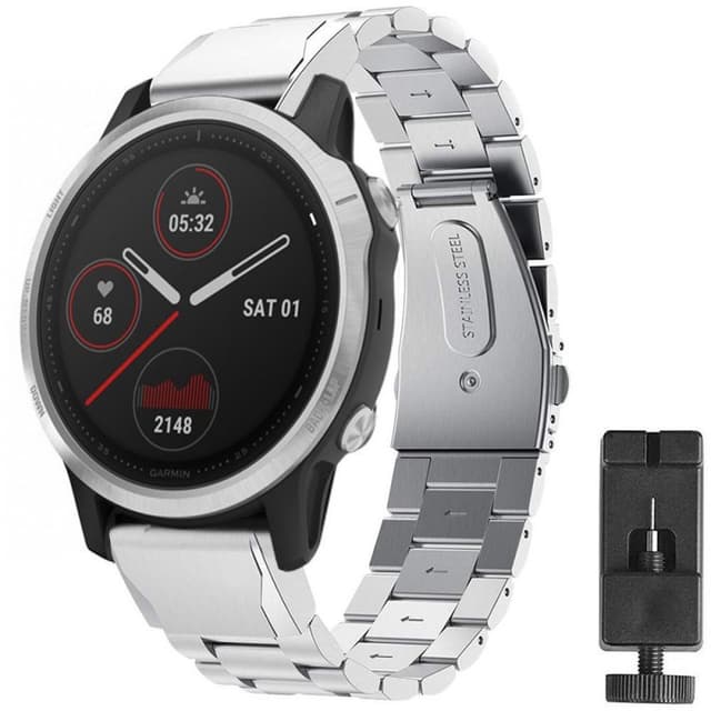 Rustfrit stål armbånd Garmin Fenix 6 - sølv