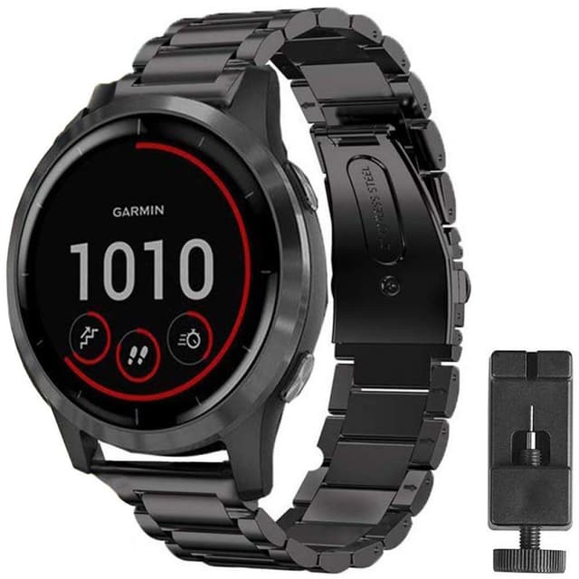 Rustfrit stål armbånd GARMIN VivoActive 4S - Sort