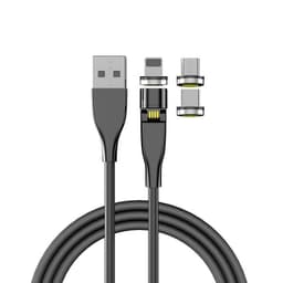Magnetisk 360 ° L-formet 3-i-1 ladekabel Lyn, Micro-USB, USB-C