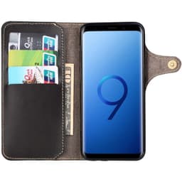 Wallet 3-kort ægte læder Samsung Galaxy S9 (SM-G960F)  - sort