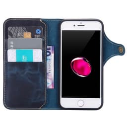 Wallet 3-kort ægte læder Apple iPhone 7/8  - blå